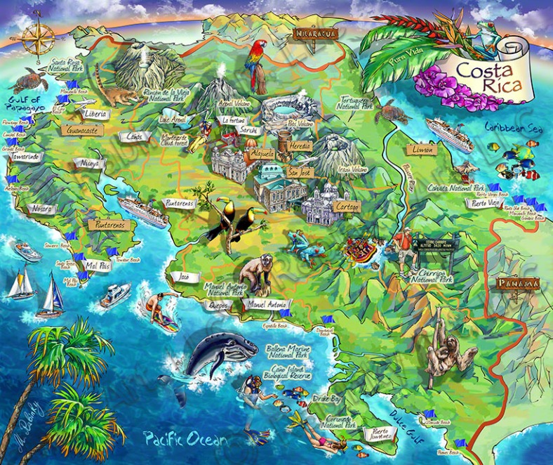 Costa-Rica-Tourist-Attractions-Map